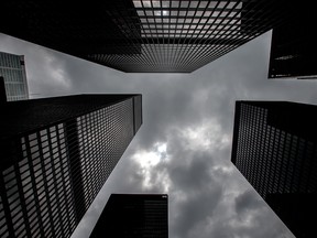 Bank and office towers in Toronto's financial district.