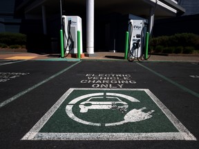 An electric vehicle charging station in California.