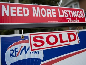 A real estate sign in front of a house in Toronto.