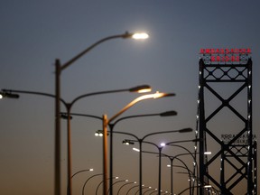 The Ambassador Bridge connecting Detroit, Michigan, to Windsor. U.S. citizens and residents who've had a full course of COVID-19 vaccines could be allowed in for non-essential travel as early as mid-August.