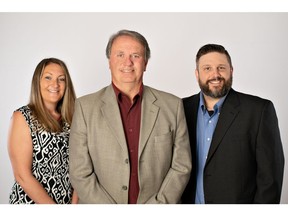 IS2 Workforce Solutions team members. From left to right: Amanda McNair, Manager of the Woodstock, Ontario office, Mike Johnson, Regional Manager of Southwestern Ontario, and Justin Hoffer, Manager of the London and St. Thomas, Ontario offices.