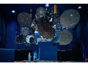 All of Star One D2's reflectors are deployed as it undergoes testing in the Compact Antenna Test Range at Maxar's manufacturing facility in Palo Alto, California. Image credit: Maxar.