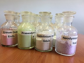 Jars containing rare earth minerals.