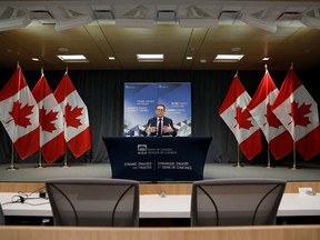 Bank of Canada governor Tiff Macklem takes part in a news conference in Ottawa.