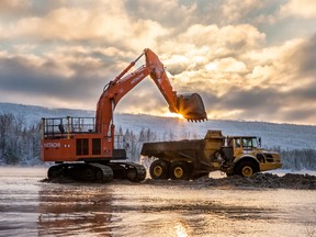 Construction of the Site C dam on the Peace River, which is located in Blueberry River First Nations territory.