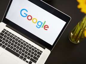 Alphabet Inc.'s Google logo on a laptop.
