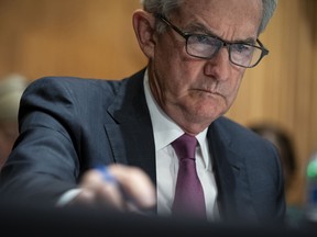 Jerome Powell, chairman of the U.S. Federal Reserve, listens during a Senate Banking Committee hearing in Washington, D.C., U.S., on Thursday, July 15, 2021.