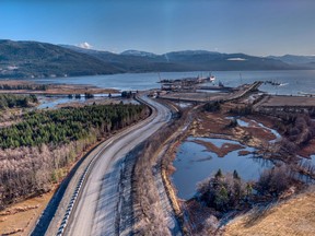 The LNG Canada construction site, owned by a consortium that includes Shell, Malaysia's Petroliam Nasional Bhd, Mitsubishi Corp., PetroChina Co. and Korea Gas Corp.