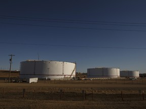 TC Energy Corp. oil storage tanks in Hardisty, Alberta.