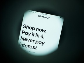 The Afterpay application login page seen on a smartphone. Square Inc., the digital-payments platform led by Twitter Inc. founder Jack Dorsey, agreed to buy Australian buy-now, pay-later company Afterpay Ltd. for US$29 billion in its largest-ever acquisition.