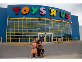 Doug Putman, founder of Putman Investments, visits a Toys'R'Us store in Hamilton, Ontario earlier this summer with his daughter Hadley and niece Anna Gloria. Putman Investments announced, Aug. 19, 2021, its intention to purchase Toys'R'Us and Babies'R'Us Canada. Photo credit: Danielle Donville.