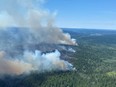 A wildfire southwest of Deka Lake, B.C., July 2, 2021.