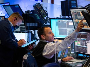 Traders on the floor of the New York Stock Exchange (NYSE) in New York.