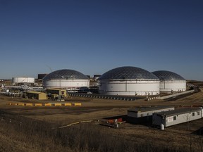 TC Energy Corp. oil storage tanks in Hardisty, Alberta.