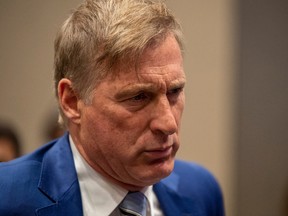 Maxime Bernier speaks to supporters during the PPC headquarters election night event in Saskatoon, Sask., Monday, on Sept. 20,.