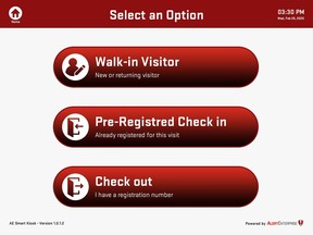 Visitors check-in and out using the VIM lobby workstation software and a self-service kiosk app.