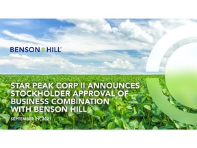 Benson Hill is expected to begin trading under NYSE: BHIL on Sept. 30, 2021.