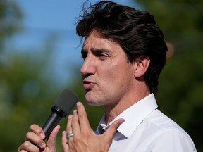 Justin Trudeau speaks during a campaign stop in Toronto.