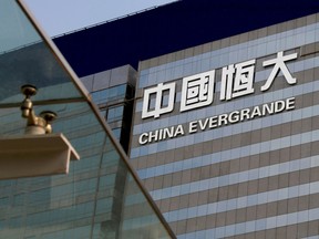 Evergrande shares are down about 90 per cent in 14 months.