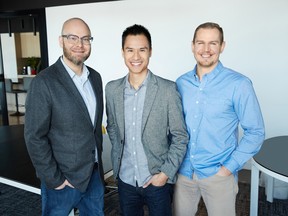 Neo Financial Technologies Inc.'s chief technology officer Kris Read, chief executive Andrew Chau, and chief merchant officer Jeff Adamson.