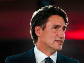 Prime Minister Justin Trudeau delivers his victory speech after general elections at the Queen Elizabeth Hotel in Montreal, Quebec, Sept. 21, 2021.