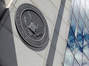 The seal of the U.S. Securities and Exchange Commission (SEC) is seen at its headquarters in Washington, D.C.