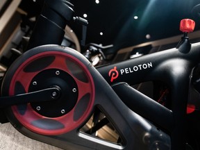 A Peloton exercise bike at the company's showroom in New York.