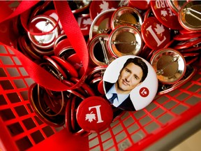 Liberal campaign buttons. he Liberal Party is leading or elected in 158 ridings, followed by the Conservative Party in 119, the Bloc Quebecois in 34 and the New Democratic Party in 25.