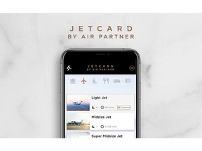 Interface of new mobile app for Air Partner's JetCard Membership Program