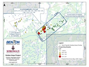 Golden Hope Project: Kracken Pegmatite Swarm Sampling and Proposed Drone Survey