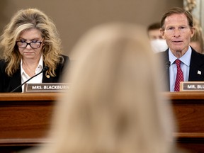 Frances Haugen, Facebook whistle-blower, testifies during a Senate Commerce, Science and Transportation Subcommittee hearing in Washington, D.C. this week.