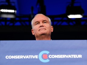 Conservative party leader Erin O'Toole speaks at a press conference in Ottawa, Sept. 21, 2021.