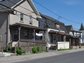 A row of houses in the City of Cornwall's east end, on June 9, 2021 in Cornwall, Ont.