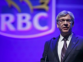 Dave McKay, president and chief executive officer of Royal Bank of Canada, speaks during the company's annual general meeting in Toronto on April 6, 2017.