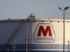 A storage tank at the Marathon Petroleum Corp. Catlettsburg refinery in Catlettsburg, Kentucky, U.S., on Oct. 18, 2016.