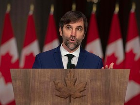 Minister of Environment and Climate Change Steven Guilbeault speaks during a press conference in Ottawa on Oct. 26, 2021.