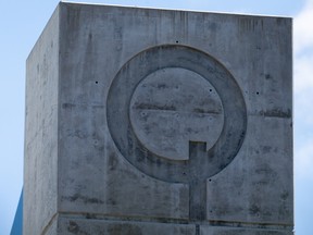 A concrete letter Q on the Qualcomm corporate campus in the Sorrento Valley neighbourhood of San Diego, California.