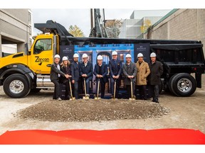 Celebrating the start of construction are (shown L-R): 89 Avenue Road's Project Lawyers, Philip Gordin and Jessica Tarr from Gordin and Tarr LLP; Armour Heights Developments' Project Coordinator, Lucio Mazzotta; Project Interior Designer, Brian Gluckstein; Armour Heights Developments' President, Frank Mazzotta; Project Architect, Richard Wengle; The Forest Hill Group's President and CEO, Robert Klopot; Armour Heights Developments' Project Manager, Michael Mazzotta and Tony Crisanti. Photo Credit: Arthur Mola Photography