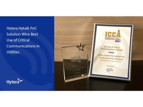 Hytera Recognized with Best Use of Critical Communications in Utilities in ICCA