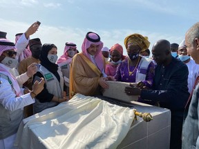 The Gambia Vice President and the CEO of the Saudi Fund for Development lay the foundation stone for the new airport's VVIP lounge