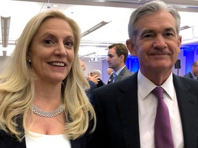 Jerome Powell, right, will serve a second term as Federal Reserve Chairman and Fed Governor Lael Brainard, left, becomes vide chair.