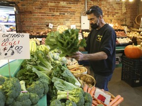 Mario Aricci of Ponesse Foods at St. Lawrence Market in Toronto on Oct. 21, 2021.