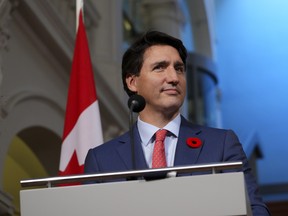 Prime Minister Justin Trudeau at parliament in The Hague, Netherlands, on Oct. 29, 2021.