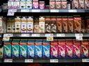 Canadian milk and milk products in a grocery store on Sept. 4, 2018 in Caledon, Ont. 