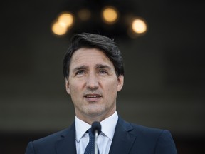 Prime Minister Justin Trudeau speaks at a news conference at Rideau Hall in Ottawa on Aug. 15, 2021.