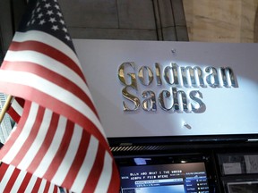 The Goldman Sachs stall on the floor of the New York Stock Exchange on July 16, 2013.