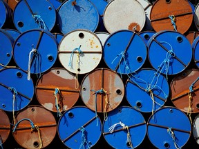 Oil barrels at the site of Canadian group Vermilion Energy in Parentis-en-Born, France, on Oct. 13, 2017.