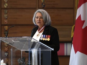 Governor General Mary Simon speaks during the Presentation of Canadian Honours at Rideau Hall in Ottawa, on Friday, Sept. 17, 2021.