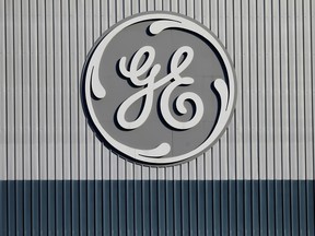 The logo of U.S. conglomerate General Electric is pictured at the site of the company's energy branch in Belfort, France.