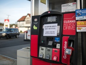 A gas station in Victoria, B.C. Gasoline is in short supply in parts of British Columbia.